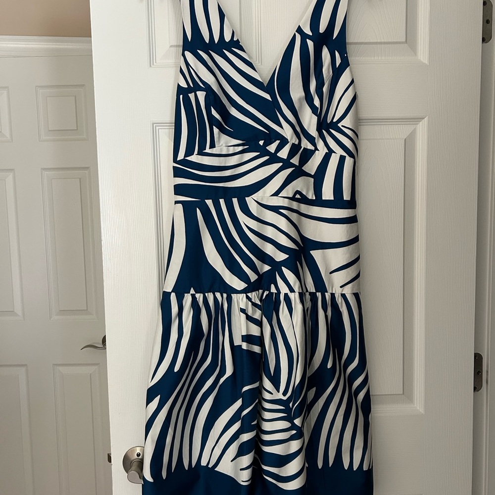 White House Black Market Blue and White Patterned Mini Dress
